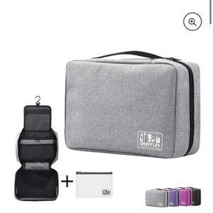 Hanging toiletry bag, good condition, charcoal grey.